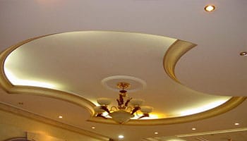 model plafon gypsum modern dengan lampu led