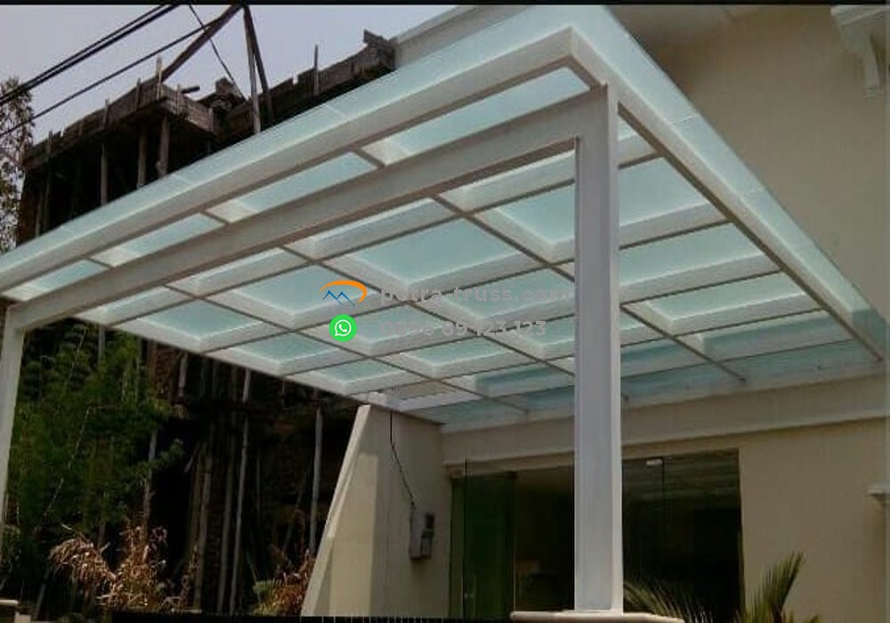 kanopi besi minimalis kaca tempered jakarta bogor depok tangerang bekasi petra truss
