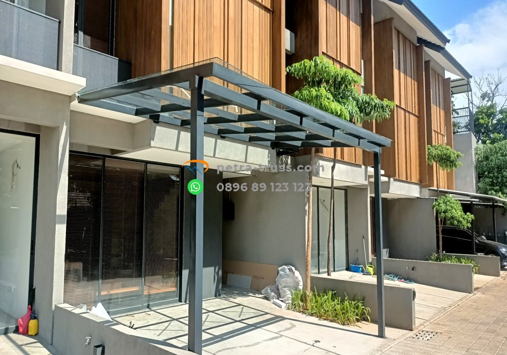 Kanopi kaca tempered di Pondok Indah Jakarta Selatan