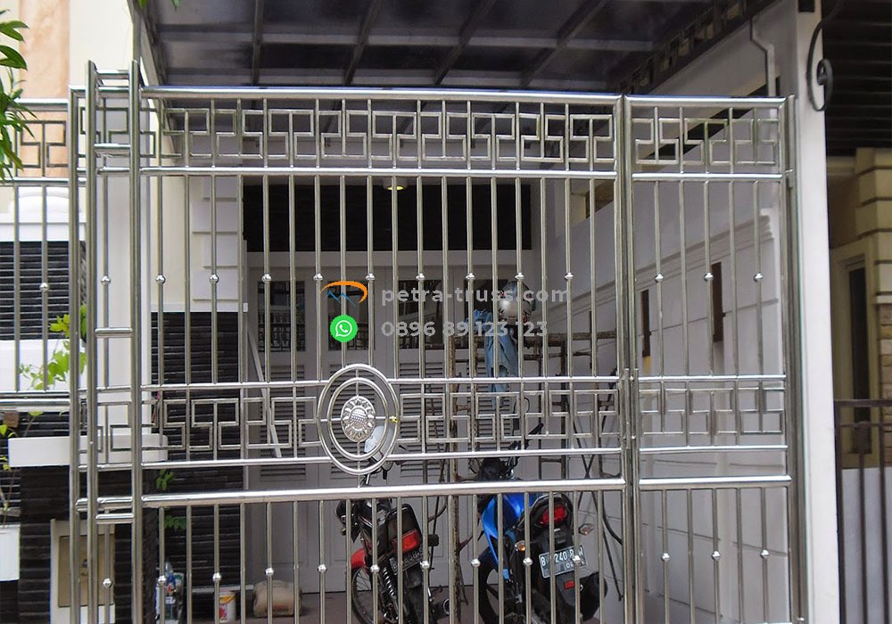 Pintu pagar besi stainless Cibinong Bogor Petra Truss