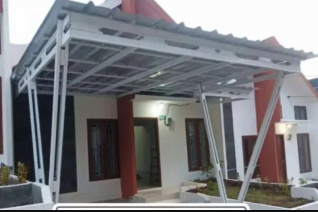 kanopi baja ringan  tiang V atap spandek jakarta bogor depok tangerang bekasi petra truss