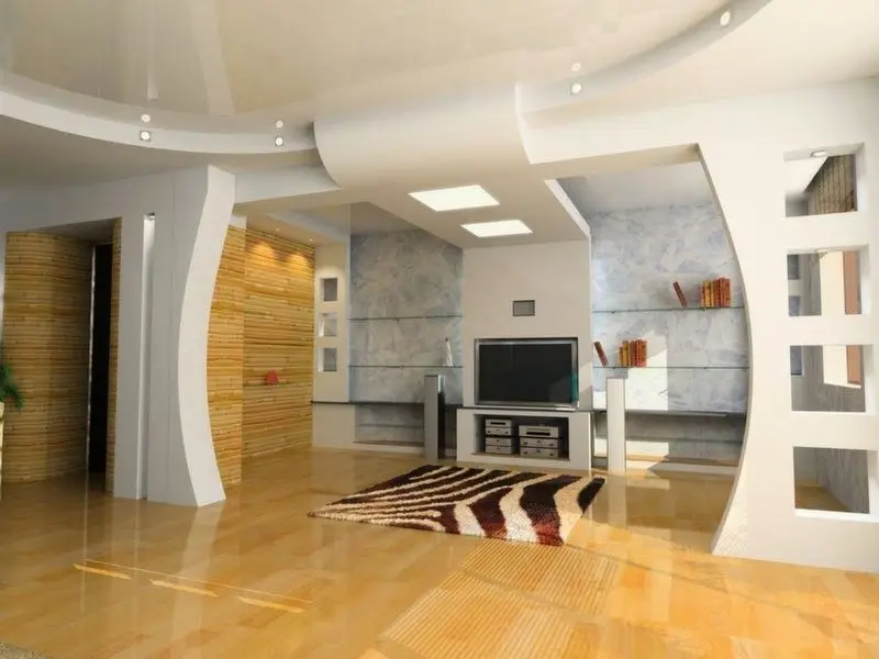 partisi gypsum lengkung dan desain estetik modern