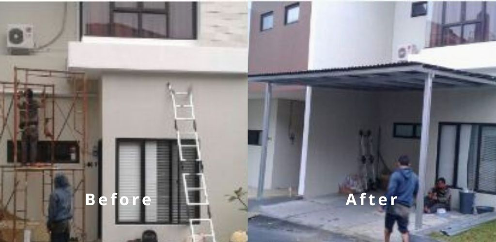 konsumen pasang kanopi baja ringan atap spandek di bintaro tangerang selatan