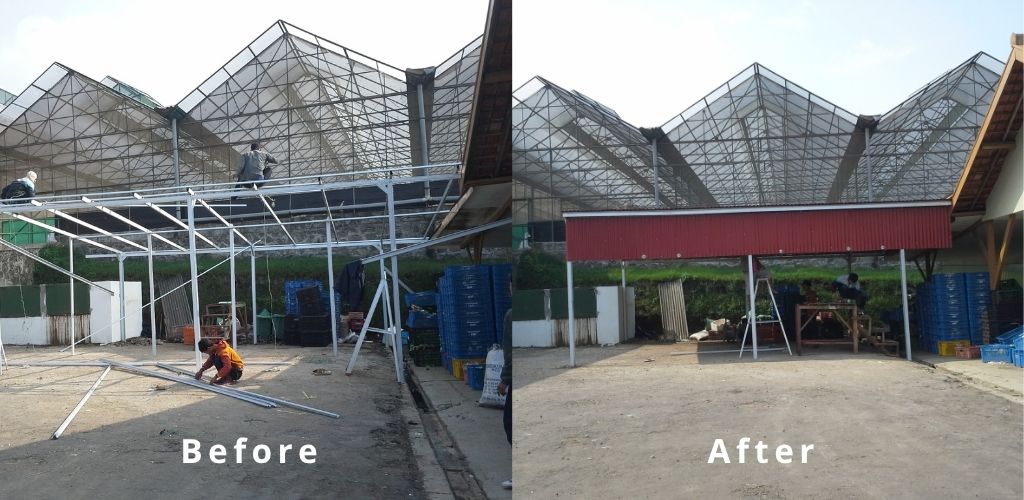 konsumen pasang kanopi baja ringan atap gogreen di pamijahan bogor