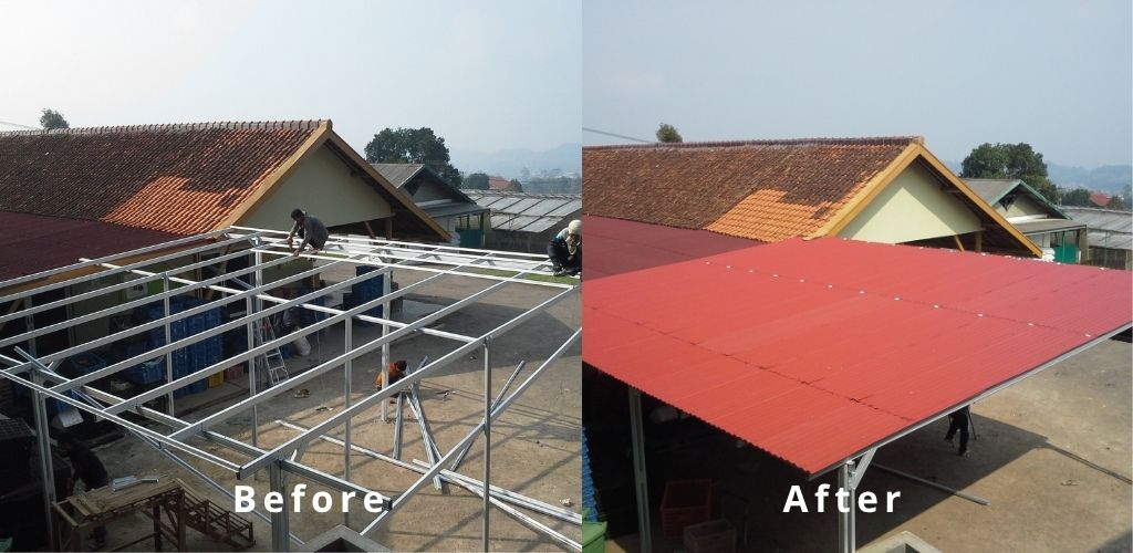 konsumen pasang kanopi baja ringan atap alderon di bojong gede depok