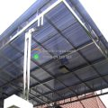 kanopi stainless minimalis modern dengan atap kaca dan alderon